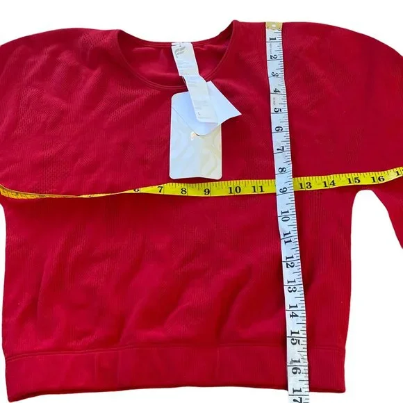 NWT Fabletics Addison SculptKnit LARGE Long-Sleeve Crop Top Red Stretch MSRP$50 - Picture 8 of 13